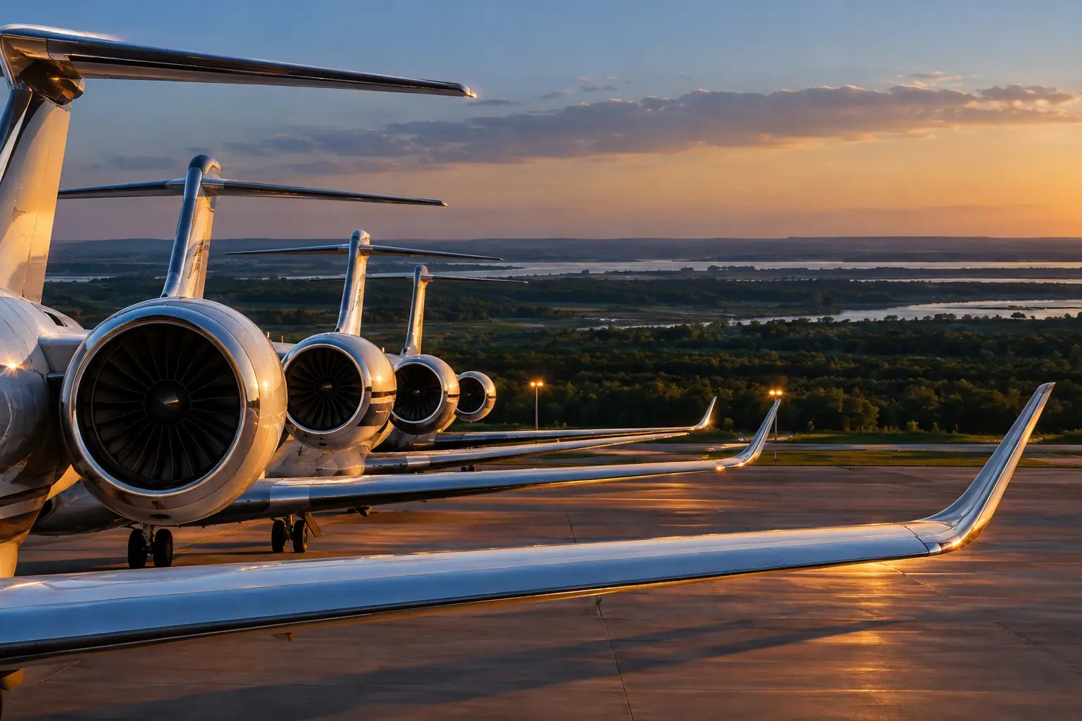 Business jets on the ramp