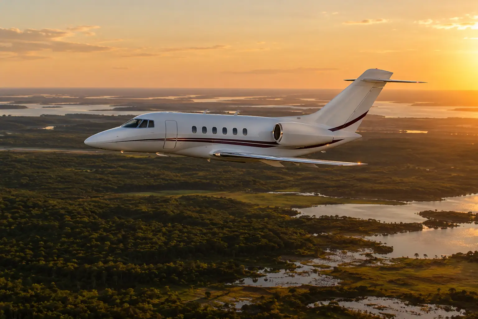 Midsize jet on the ramp